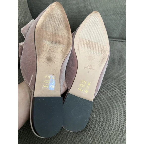 J. Crew Pink Velvet Flats with Bow - Picture 9 of 14